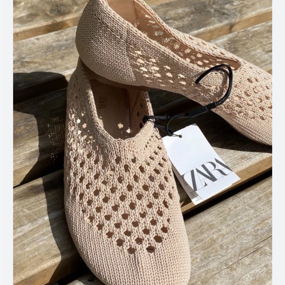 ZARA Mesh Beige Mules Methacrylate Block Heels Sandals size 7.5 and 8